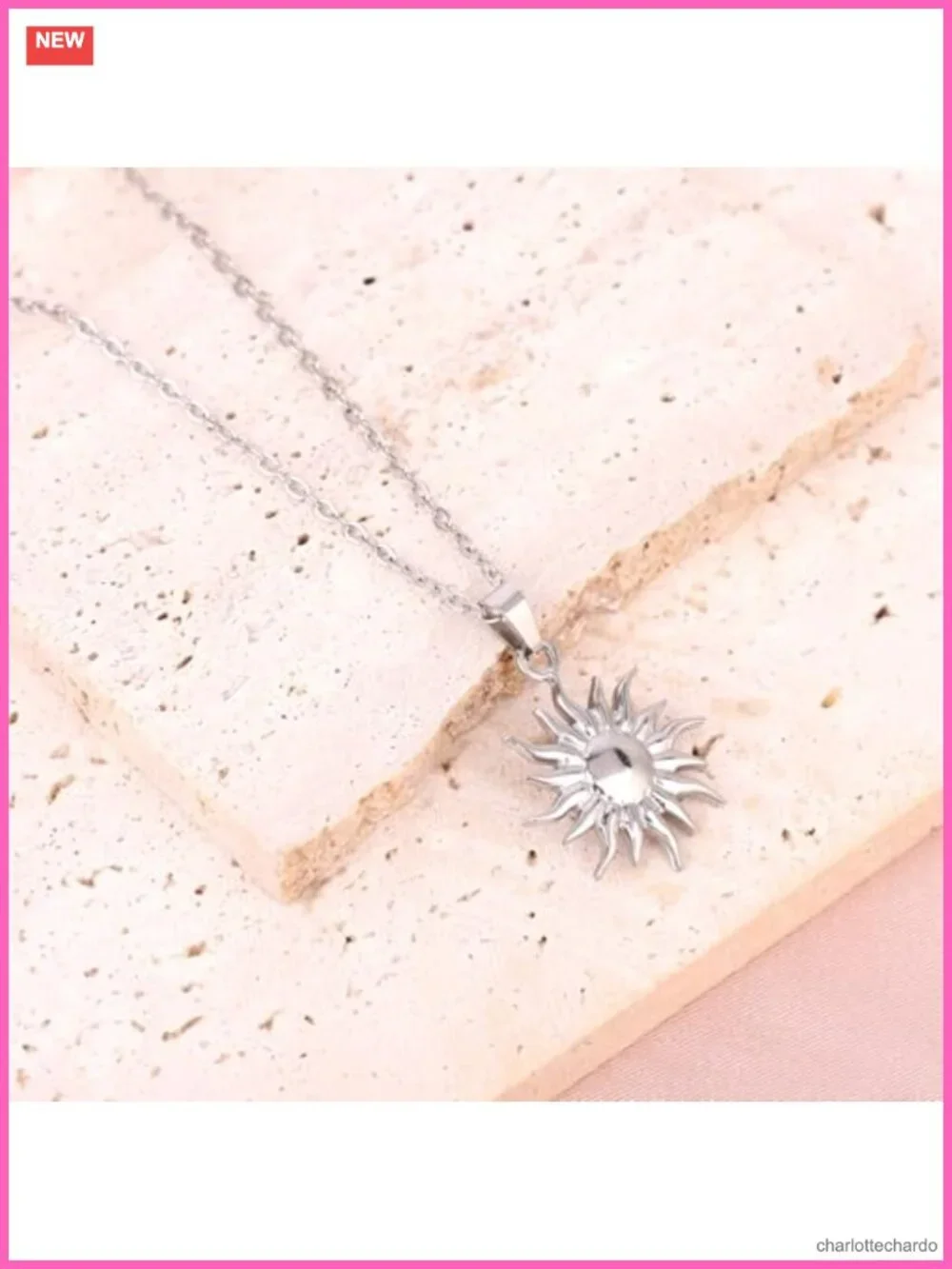 Stainless Steel Solar Charm Pendant Necklace Minimalist Summer Surfer Jewelry